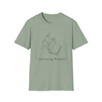 Cultivating Wonder with Flowers homeschool mom graphic t-shirt with a Charlotte Mason-inspired design with books, nature details, and vintage homeschool charm