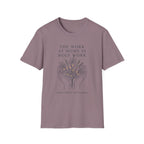 Steady, Faithful, Not Forgotten homeschool mom graphic t-shirt with a faith-filled homeschool design with gentle lettering and classic illustrative details