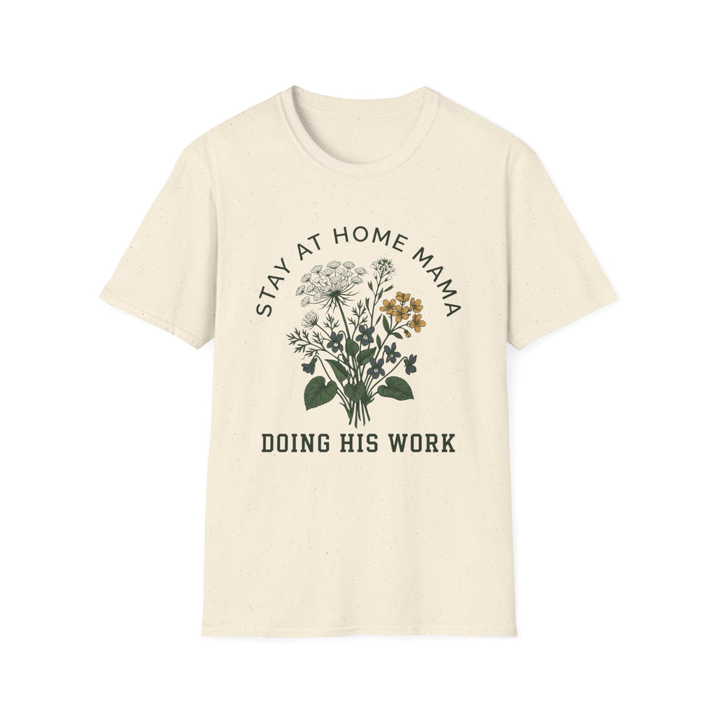 Stay At Home Mama homeschool mom graphic t-shirt with a warm homeschool-inspired graphic with thoughtful lettering