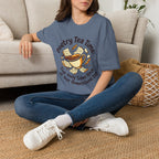 Poetry Tea Time homeschool mom graphic t-shirt with a cozy poetry teatime graphic with tea, books, and vintage homeschool charm