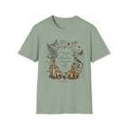Education Is An Atmosphere homeschool mom graphic t-shirt with a Charlotte Mason-inspired design with books, nature details, and vintage homeschool charm