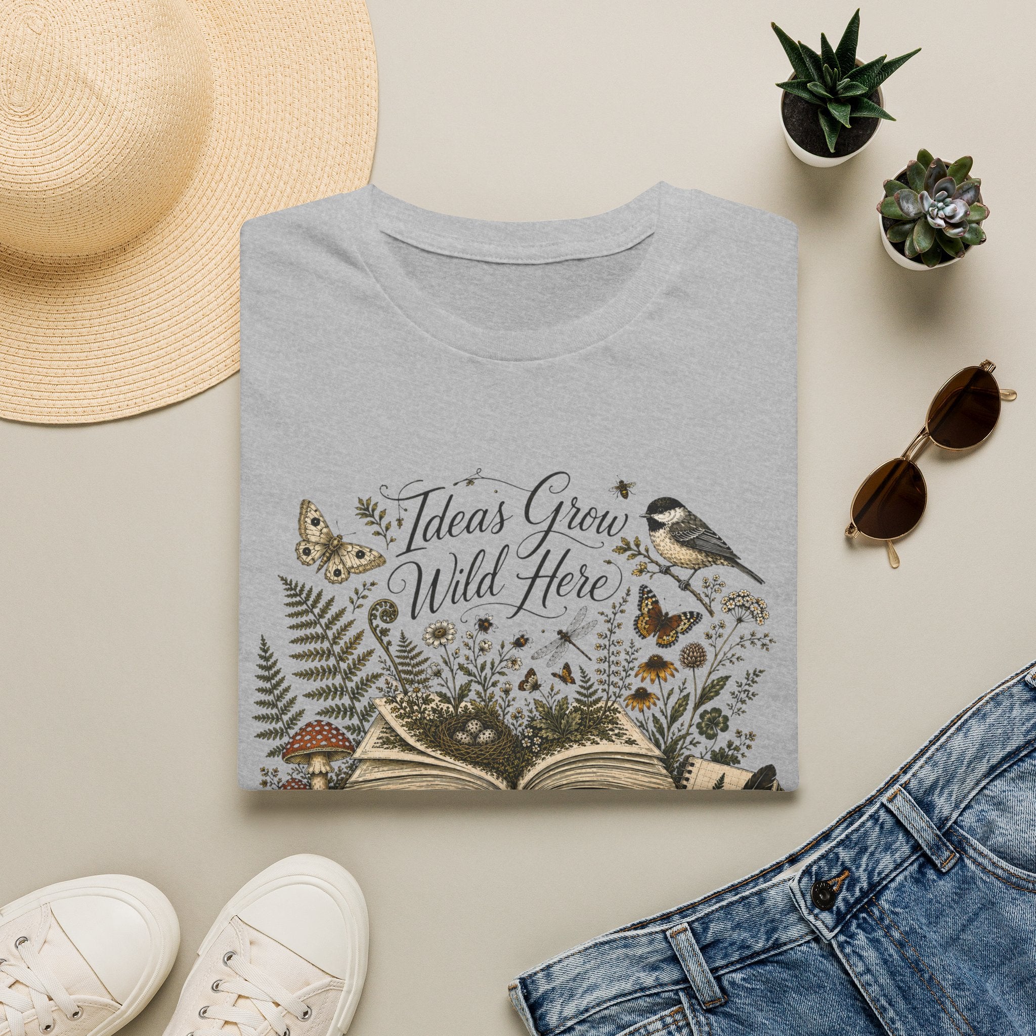 Ideas Grow Here homeschool mom graphic t-shirt with a warm homeschool-inspired graphic with thoughtful lettering