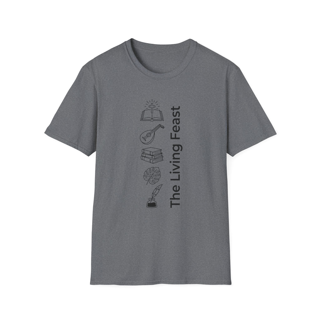 The Living Feast homeschool mom graphic t-shirt with a warm homeschool-inspired graphic with thoughtful lettering
