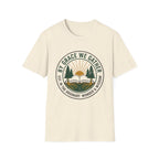 By Grace We Gather homeschool mom graphic t-shirt with a gathered-at-home inspired graphic with books, florals, and cozy family learning details