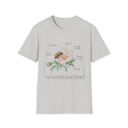 Mason Mother homeschool mom graphic t-shirt with a Charlotte Mason-inspired design with books, nature details, and vintage homeschool charm