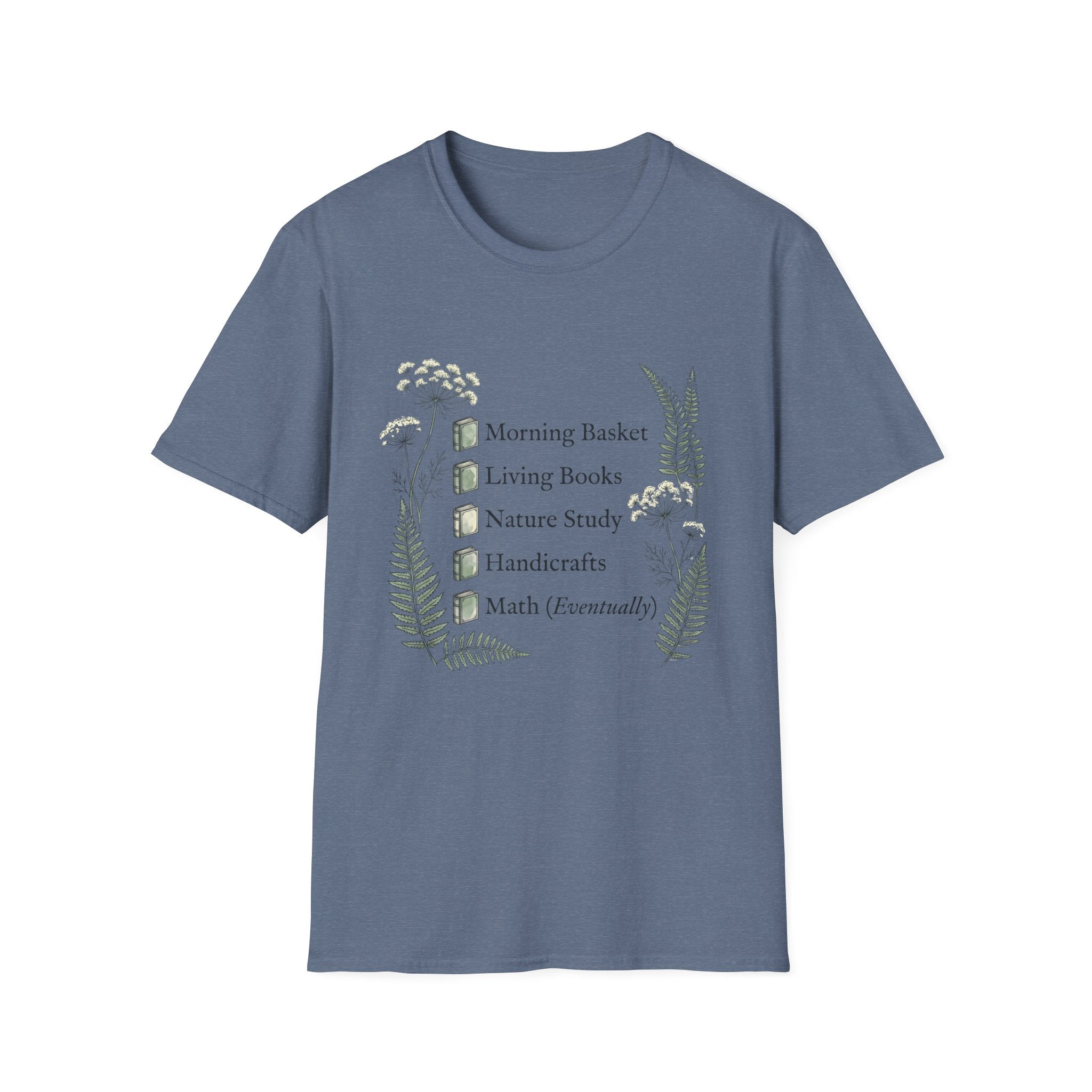 Homeschool Mom Check List homeschool mom graphic t-shirt with a playful checklist-style homeschool graphic with nature-inspired details