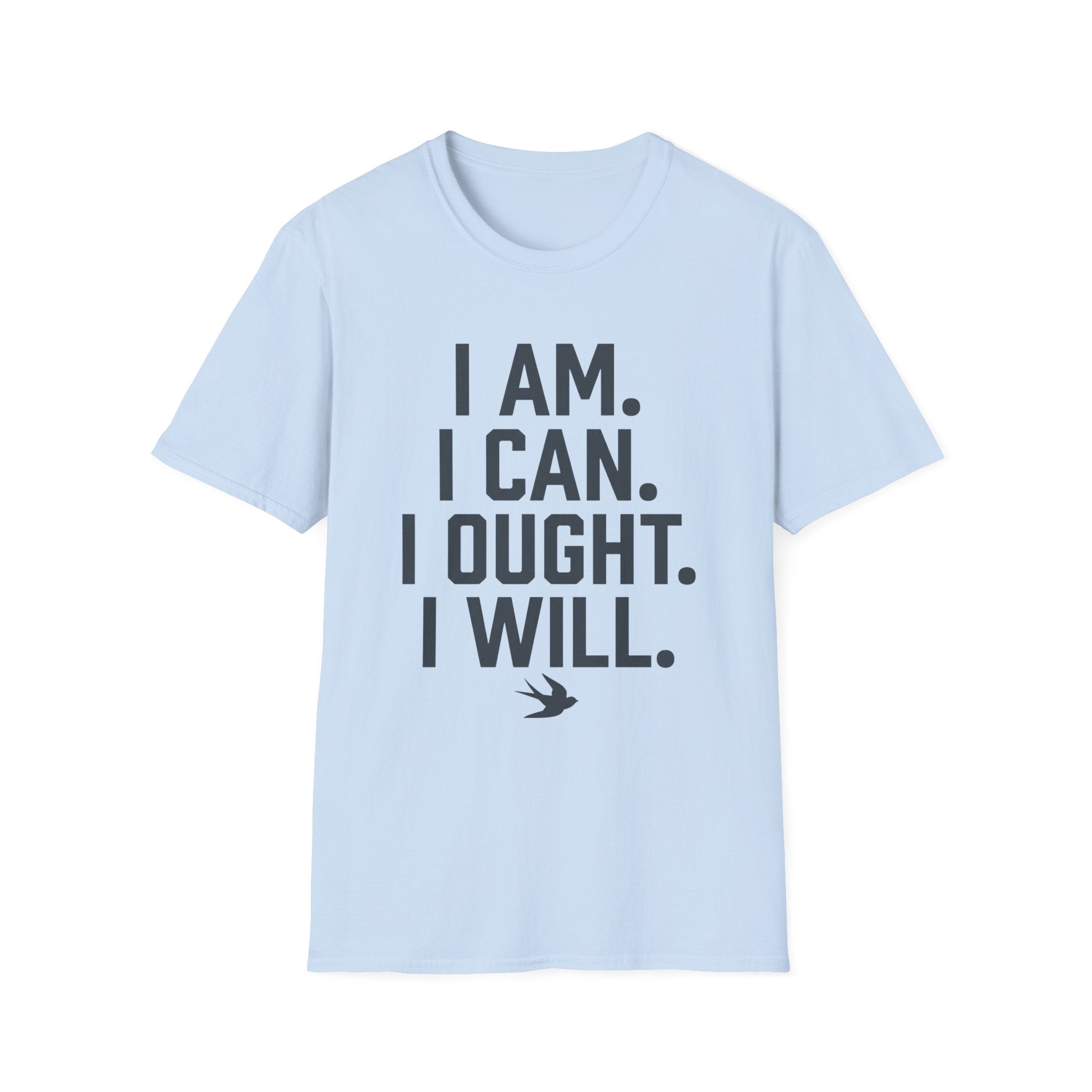 I Am, I Can, I Ought, I Will homeschool mom graphic t-shirt with a warm homeschool-inspired graphic with thoughtful lettering