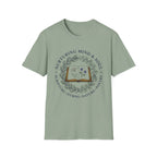 Nurturing Mind & Soul homeschool mom graphic t-shirt with a warm homeschool-inspired graphic with thoughtful lettering