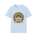 Motherhood Nature Club homeschool mom graphic t-shirt with a faith-filled homeschool design with gentle lettering and classic illustrative details
