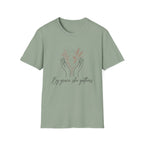 By Grace homeschool mom graphic t-shirt with a faith-filled homeschool design with gentle lettering and classic illustrative details