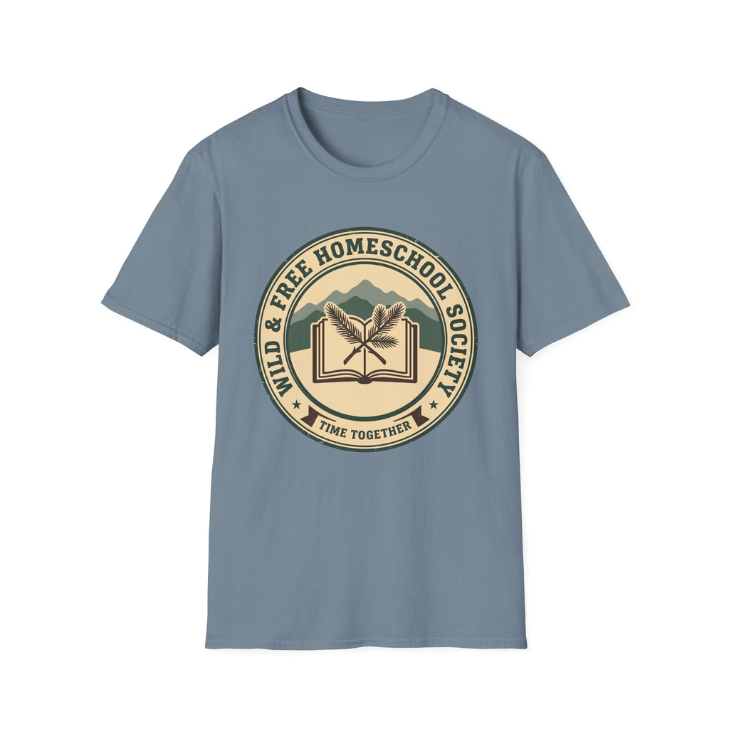 Homeschooling Society homeschool mom graphic t-shirt with a warm homeschool-inspired graphic with thoughtful lettering