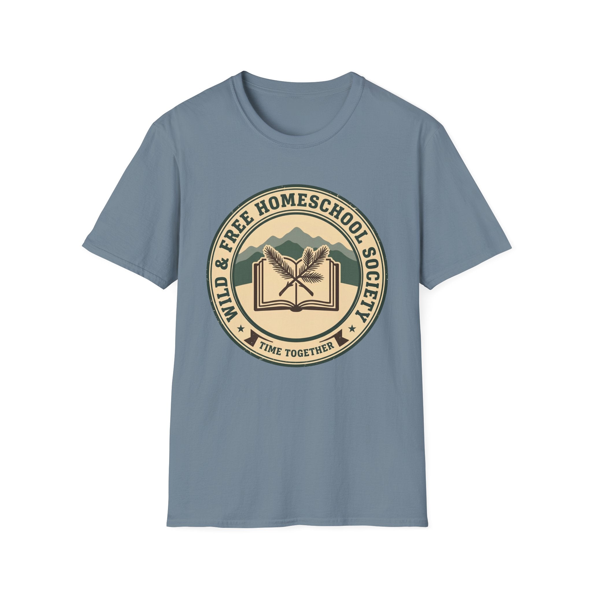 Homeschooling Society homeschool mom graphic t-shirt with a warm homeschool-inspired graphic with thoughtful lettering