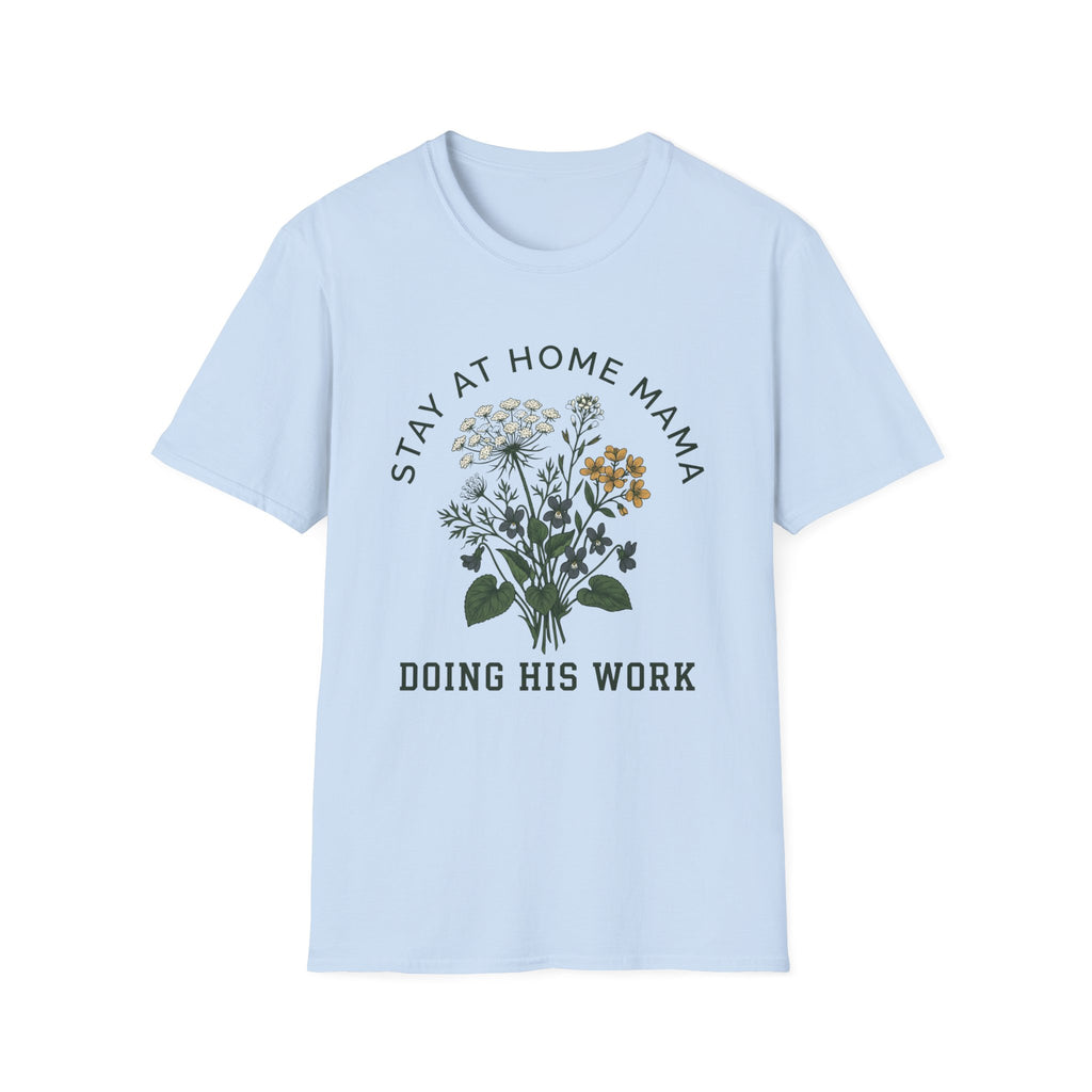 Stay At Home Mama homeschool mom graphic t-shirt with a warm homeschool-inspired graphic with thoughtful lettering