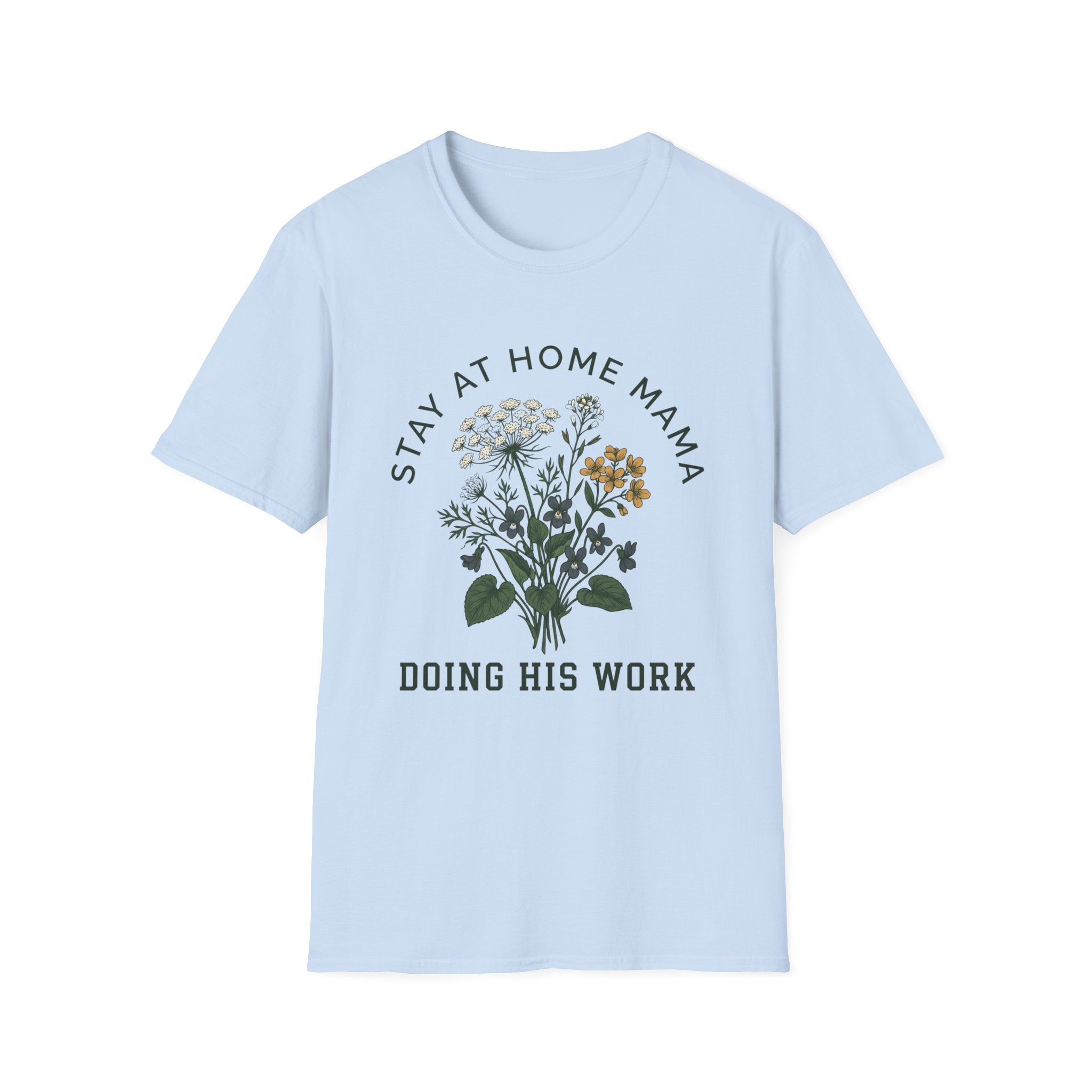 Stay At Home Mama homeschool mom graphic t-shirt with a warm homeschool-inspired graphic with thoughtful lettering