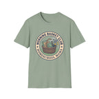 Morning Basket Club homeschool mom graphic t-shirt with a cozy morning basket-inspired design with books, gentle details, and home learning charm