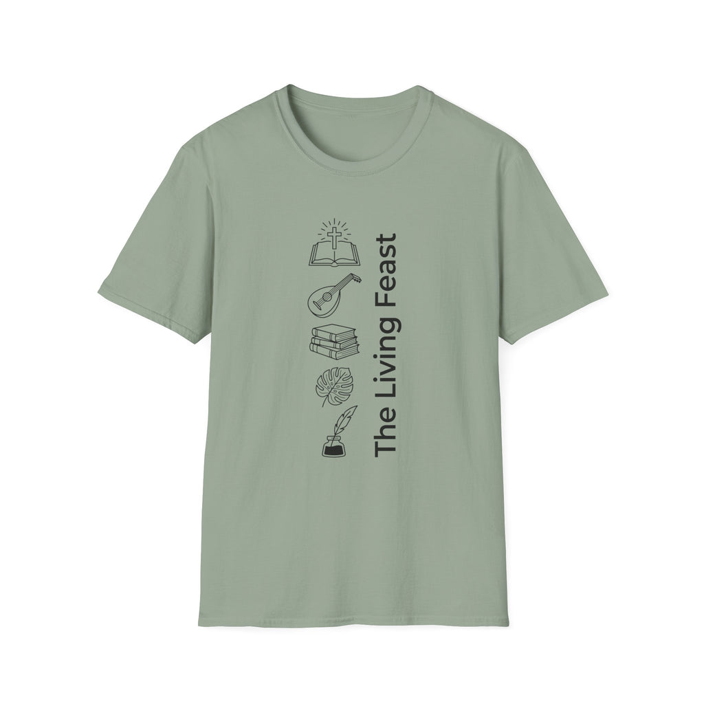 The Living Feast homeschool mom graphic t-shirt with a warm homeschool-inspired graphic with thoughtful lettering