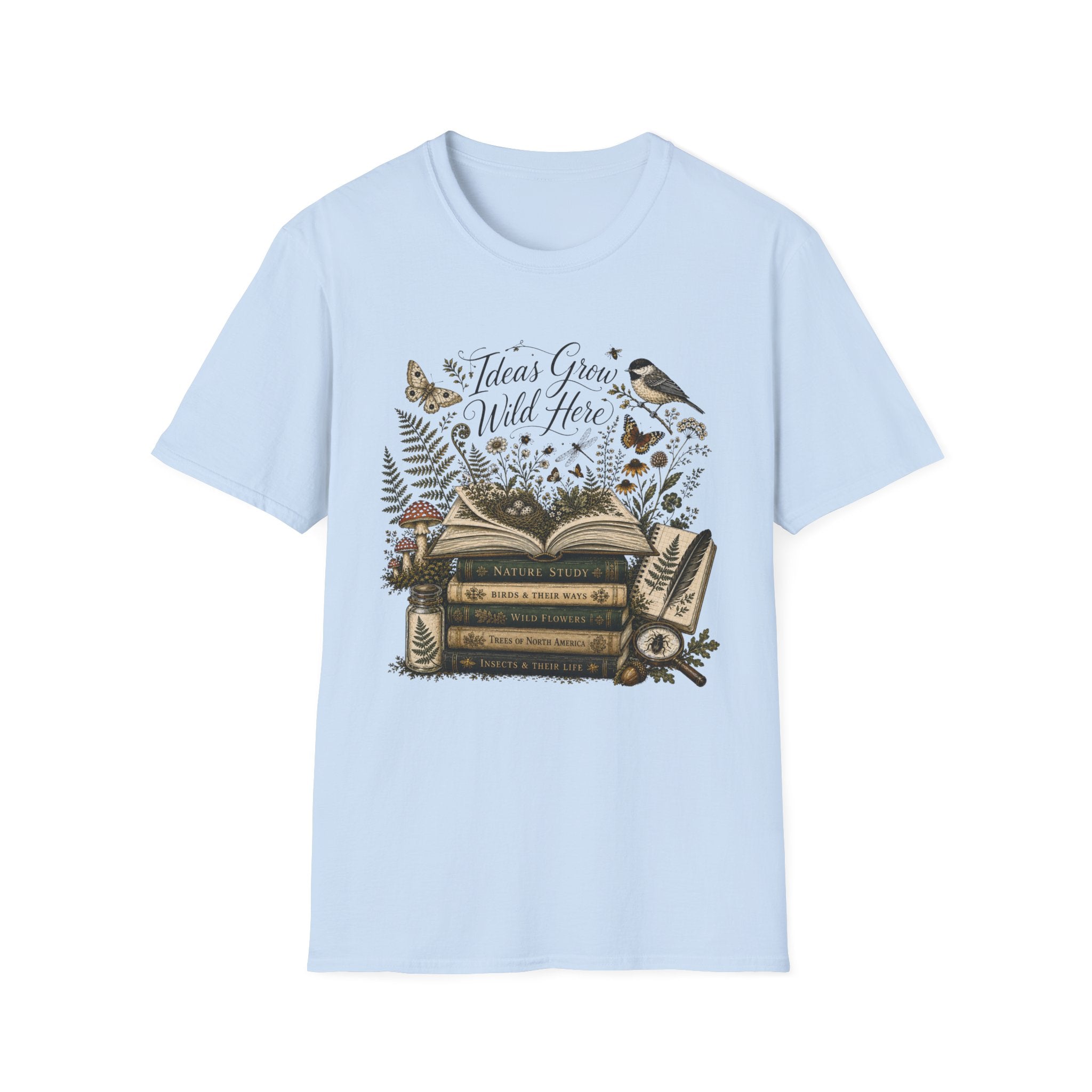 Ideas Grow Here homeschool mom graphic t-shirt with a warm homeschool-inspired graphic with thoughtful lettering