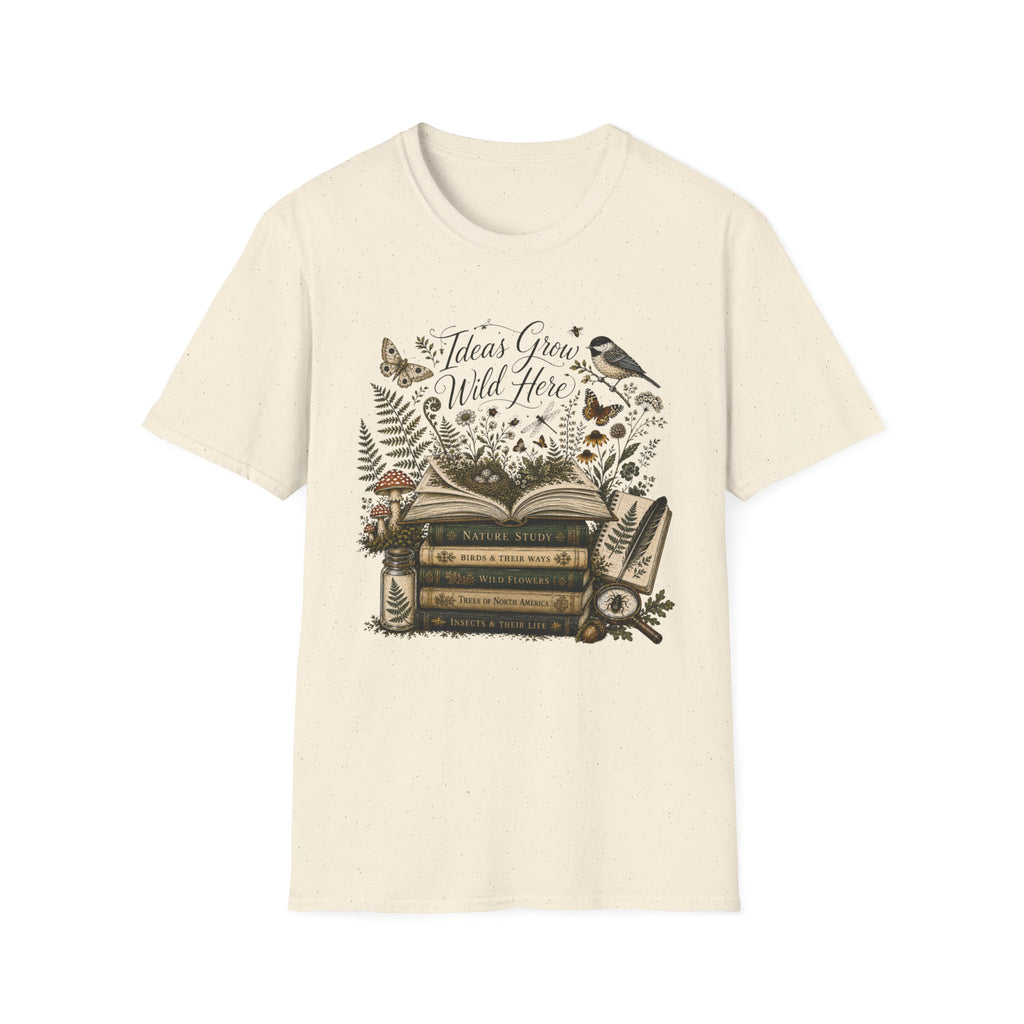 Ideas Grow Here homeschool mom graphic t-shirt with a warm homeschool-inspired graphic with thoughtful lettering