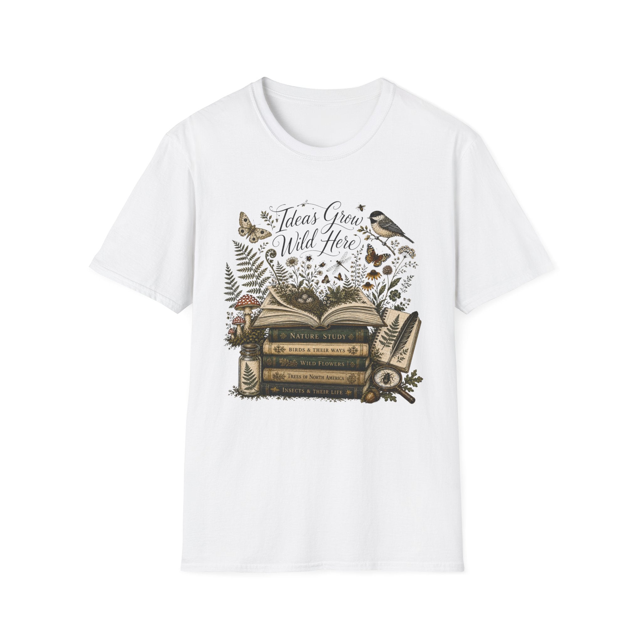 Ideas Grow Here homeschool mom graphic t-shirt with a warm homeschool-inspired graphic with thoughtful lettering