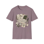 The Education Of Attention homeschool mom graphic t-shirt with a Charlotte Mason-inspired design with books, nature details, and vintage homeschool charm