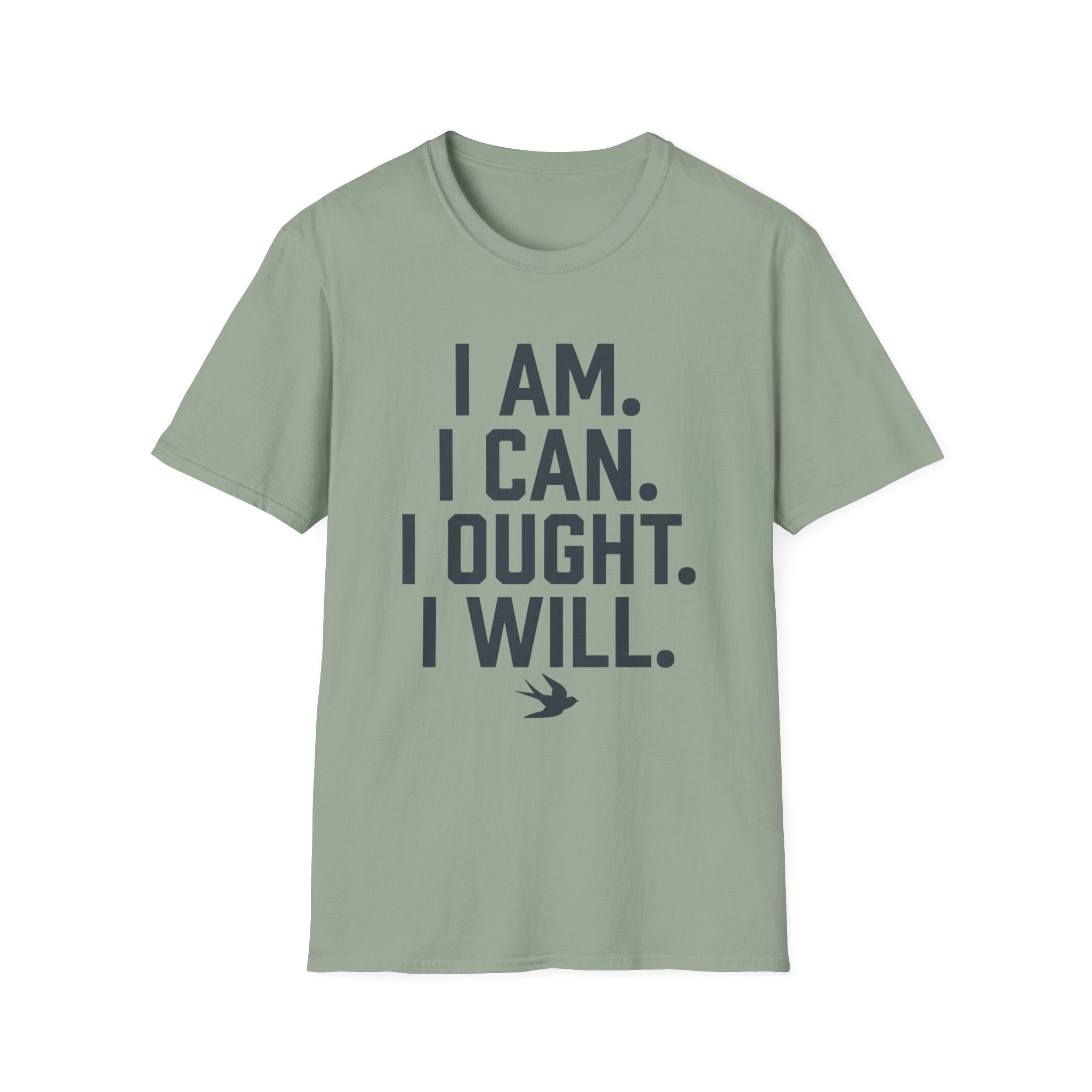 I Am, I Can, I Ought, I Will homeschool mom graphic t-shirt with a warm homeschool-inspired graphic with thoughtful lettering