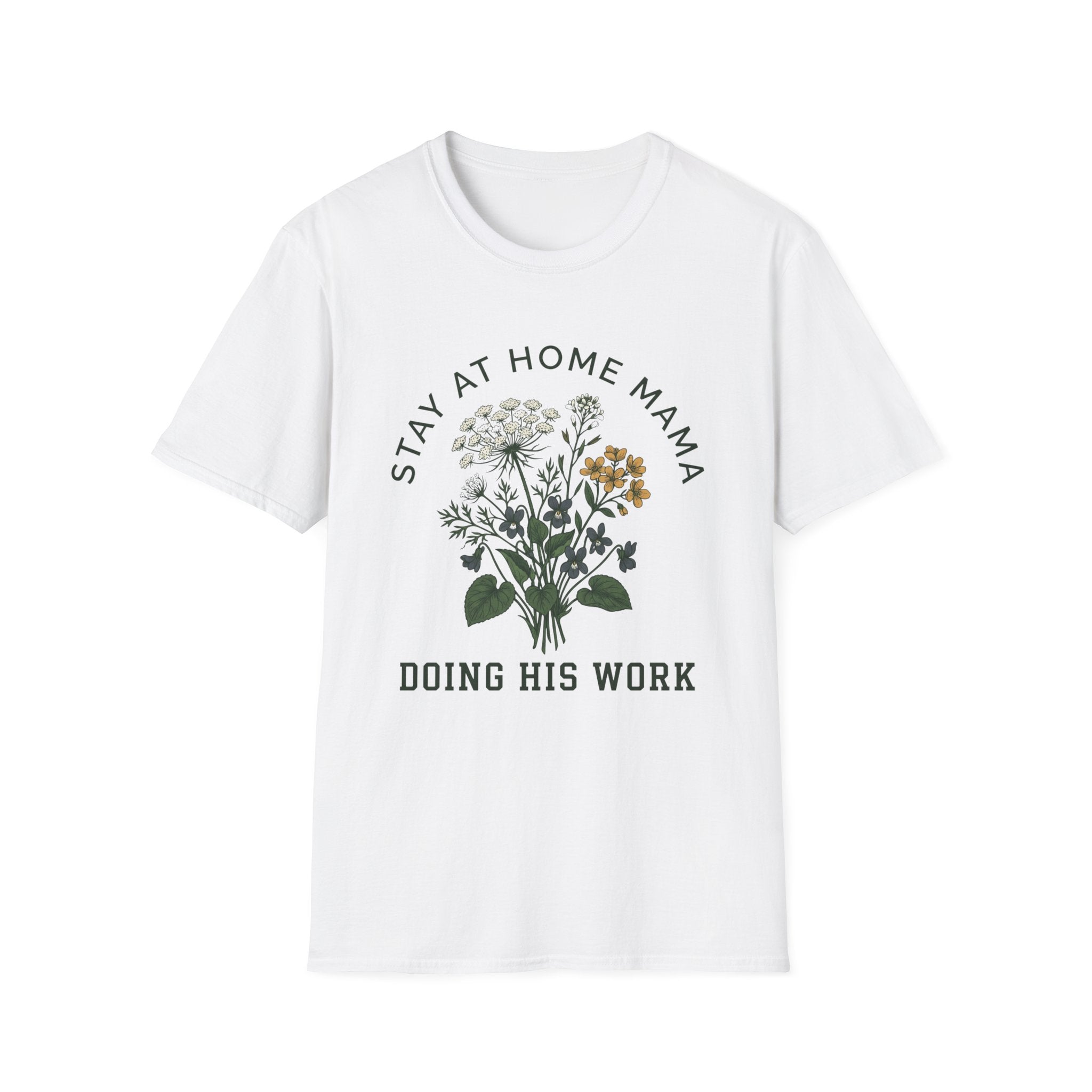 Stay At Home Mama homeschool mom graphic t-shirt with a warm homeschool-inspired graphic with thoughtful lettering