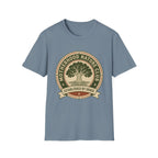 Motherhood Nature Club homeschool mom graphic t-shirt with a faith-filled homeschool design with gentle lettering and classic illustrative details