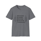 Homeschool Check List homeschool mom graphic t-shirt with a playful checklist-style homeschool graphic with bookish and nature-inspired details
