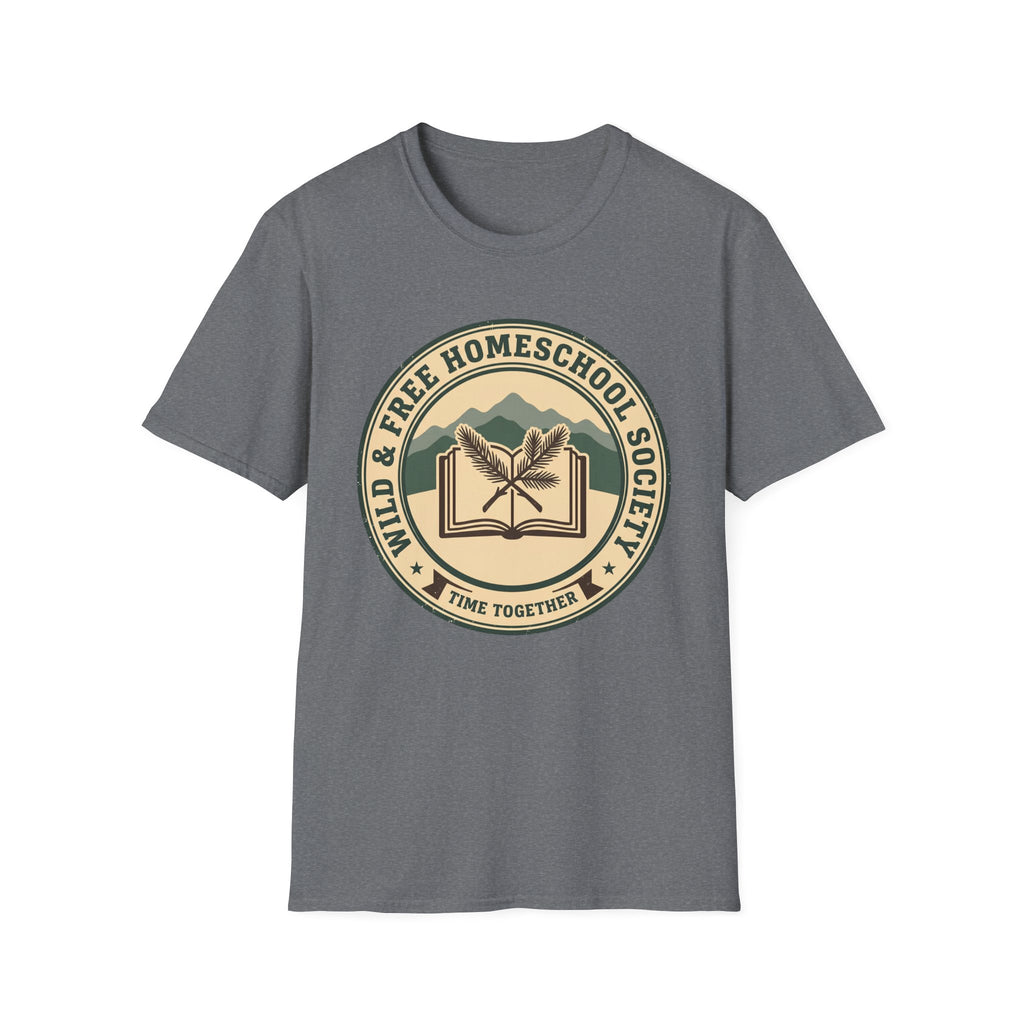 Homeschooling Society homeschool mom graphic t-shirt with a warm homeschool-inspired graphic with thoughtful lettering