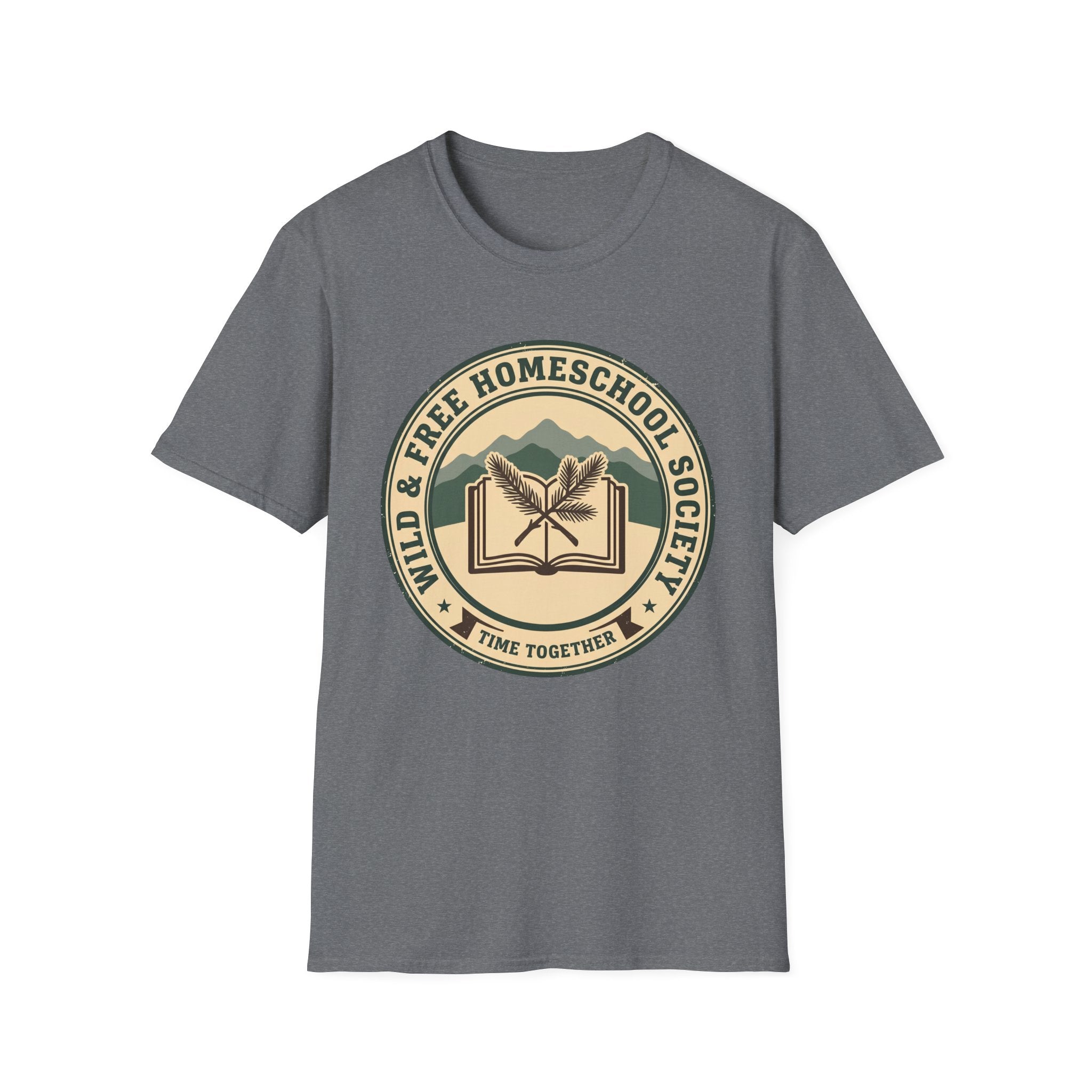 Homeschooling Society homeschool mom graphic t-shirt with a warm homeschool-inspired graphic with thoughtful lettering