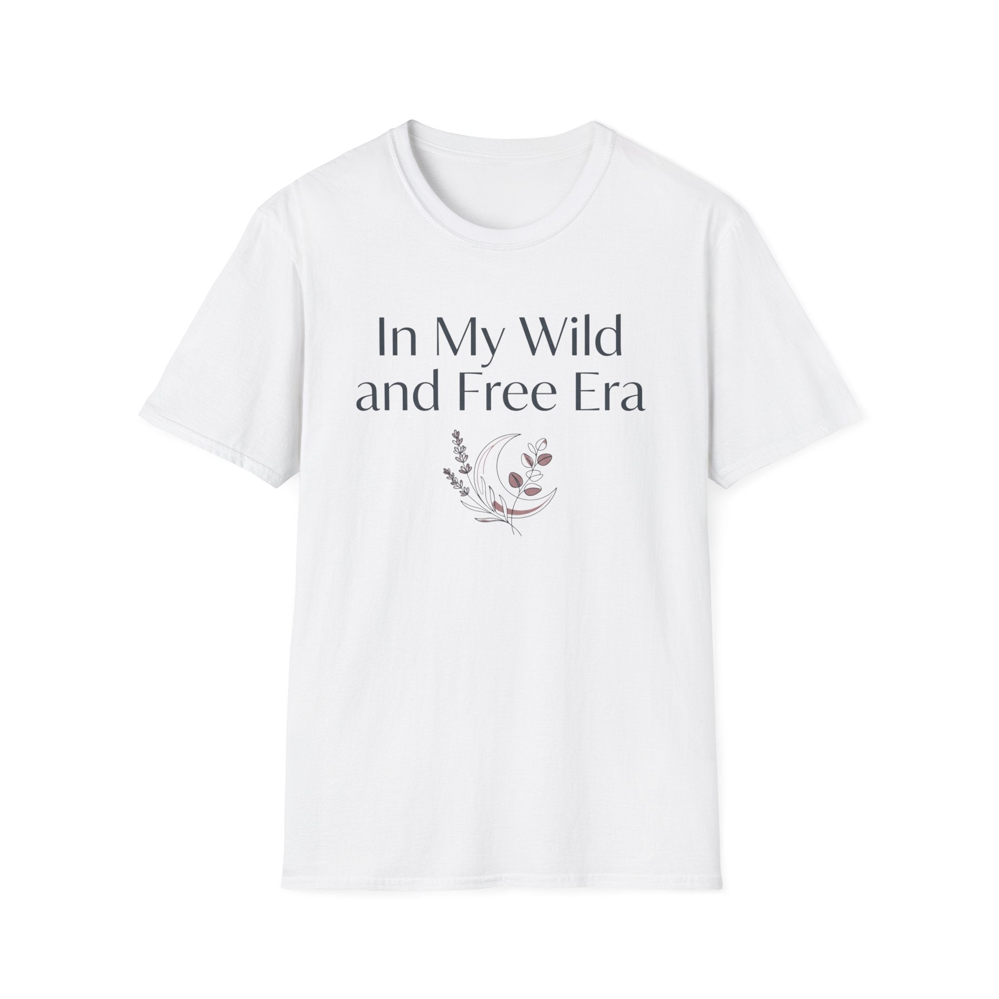 My Wild and Free Era homeschool mom graphic t-shirt with an adventurous homeschool graphic with nature, books, and outdoor learning energy
