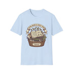 Living Books & Lovely Things homeschool mom graphic t-shirt with a Charlotte Mason-inspired design with books, nature details, and vintage homeschool charm